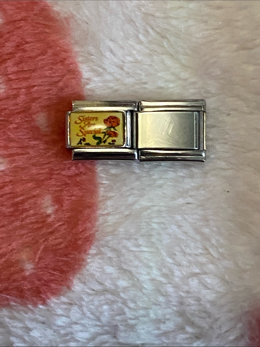 Stainless Silver-tone Floral Italian Charm Link